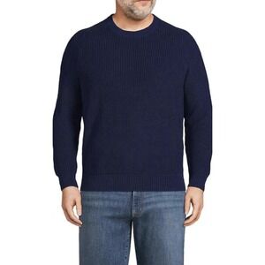 Vintage Lands End Knit Sweater Cotton Navy Blue Men's SZ XL